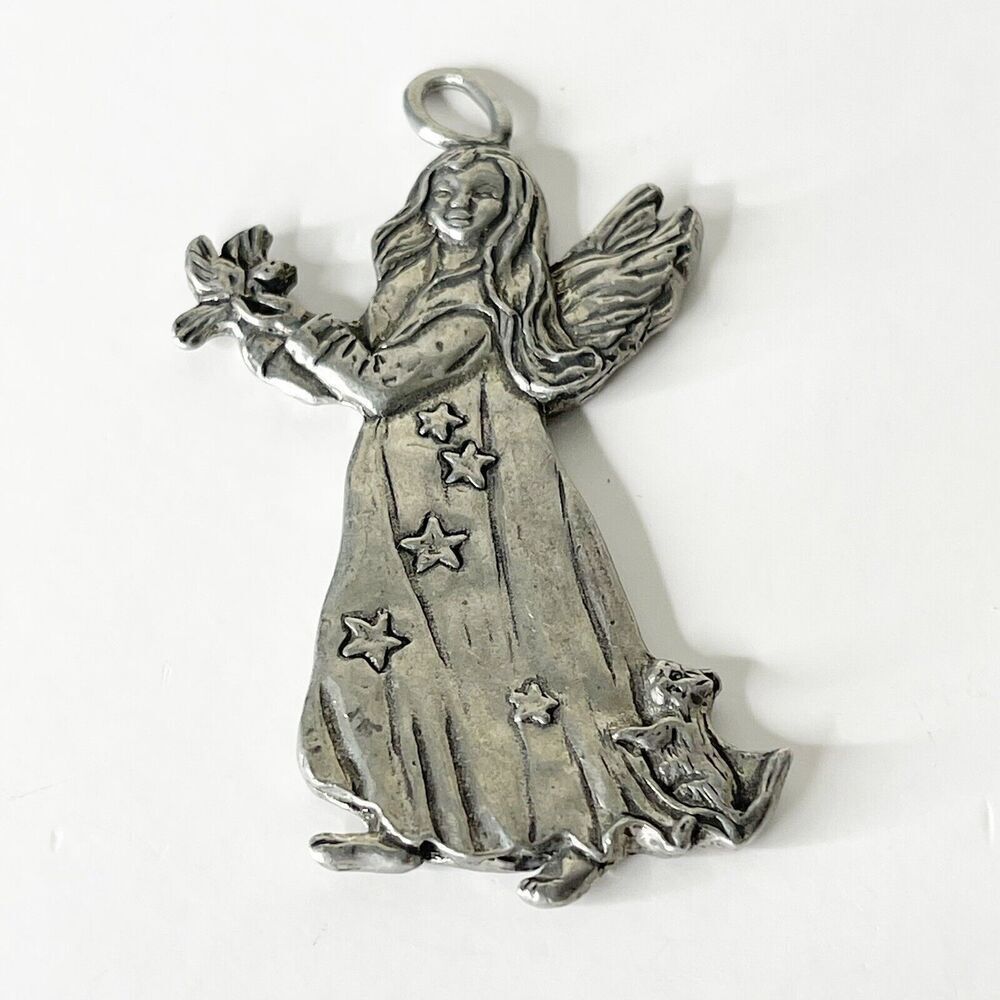 Vintage Seagull Canada 1992 Pewter Pendant Angel Necklace Ornament Keychain - Picture 3 of 16